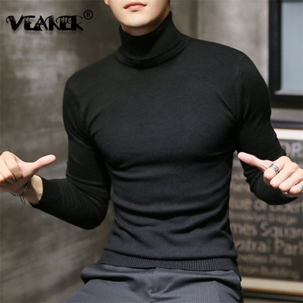 Suéteres masculinos Winter Turtleneck Black Sexy Knits Pullovers Men Color Solid Casual Masculino Sweater Autonn Kickwear 220905