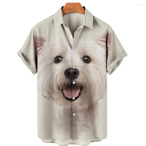 Herren-Freizeithemden, Herren-Hawaii-Hundedruck, Männer für Damen, Sommermode, Hemdblusen, Hip-Hop-Kurzarm, Luxus-Cardigan-Kleidung