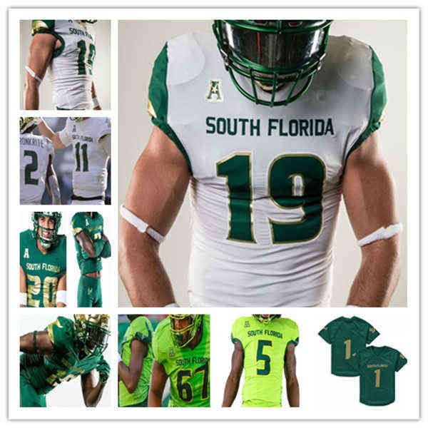 Abbigliamento da football americano universitario Maglia da calcio Custom College South Florida USF Timmy McClain Xavier Weaver Jimmy Horn Jr. Omarion Dollison