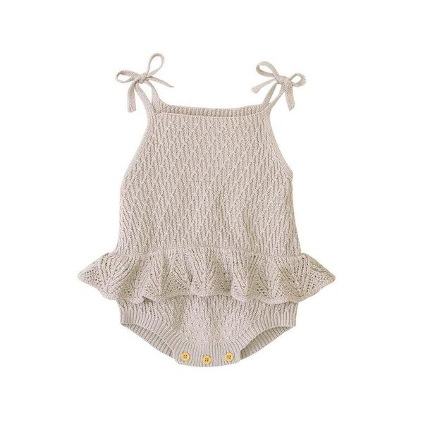 Rompers Baby Bodysuit fofa de garotas nascidas roupas tops moda moda verão infantil tira infantil macacão de malha sólida kids maise 0-2y 220905