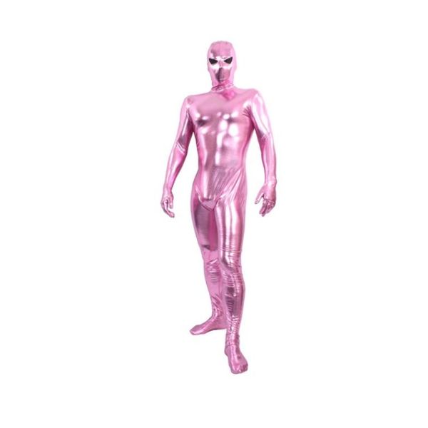 Unisex Fancy Dress Shiny Metallic Catsuit Costumes черный полный капюшон Lycar Spandex Zentai Bodysuit Party Club Costumes Costumes открытые треугольные глаза