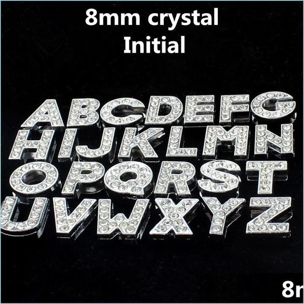 Outras 8mm 26 letras A-Z Charms iniciais pingentes de j￳ias Fazendo acessos de cristal de cristal diy letra inglesa pulseira n lulubaby dh0tq