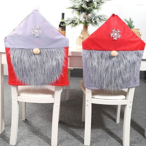 Fodere per sedie Decorazioni natalizie per feste Tavolo da Babbo Natale Decorazioni per cappelli rossi Copri cena Housse De Chaise 50 X 63 cm # 4