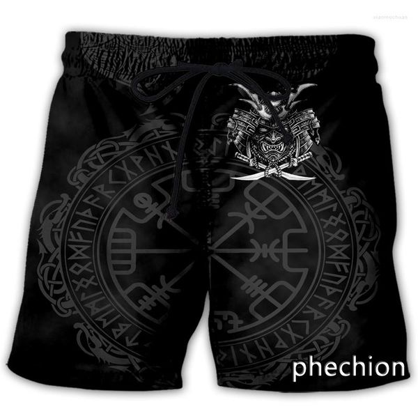 Shorts masculinos phechion homens/mulheres viking tatuagem símbolo arte 3d Impresso de streetwear casual de rua solteira A283