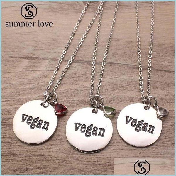 Pendant Necklaces High Quality Stainless Steel "Vegan" Letter Pendant Necklace For Women Men Fashion Vegetarian Sier Chain J Sexyhanz Dhdav