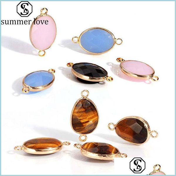 Charms Trendy Double Side Druzy Stone Pingente Tiger Eye Charms Genuine Gemstone com ouro Jóias Diy MTI Diy MA Carshop2006 DHLNH