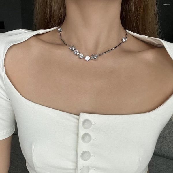 Girocollo Timeless Wonder Fancy Zirconia Geo Swirl Bar Collana di dichiarazione per le donne Gioielli di design Punk Ins Party Estetica Goth 1432