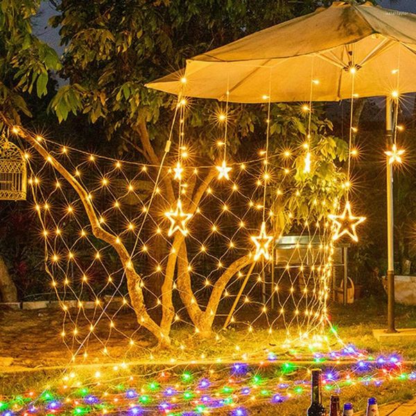 Saiten LED Solar Fairy String Net Mesh Licht 8 Modi Wasserdicht Urlaub Party Hochzeit Vorhang Lampe Outdoor Garten Dekorationen