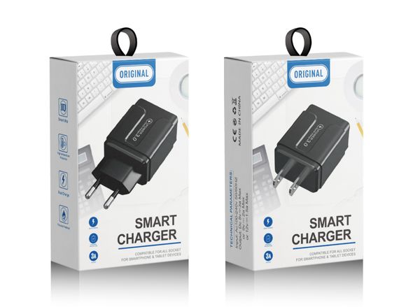 Caricabatterie da parete con adattatore di ricarica rapida da 18 W QC 3.0 5 V / 2,4 A Adattatore da viaggio per casa con presa USB per Huawei P20 PRO IPhone 13 Galaxy con confezione