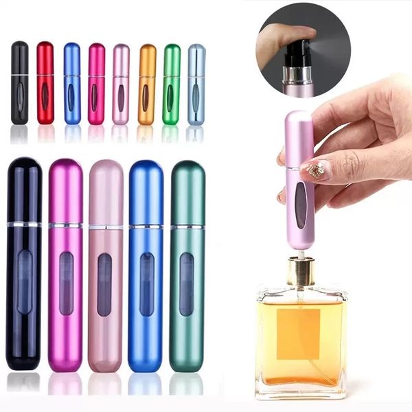 Outras ferramentas de limpeza doméstica 5ml Perfume Atomizador Recipiente líquido portátil para cosméticos Mini spray de alumínio Alcochol garrafa vazia recarregável para viajar