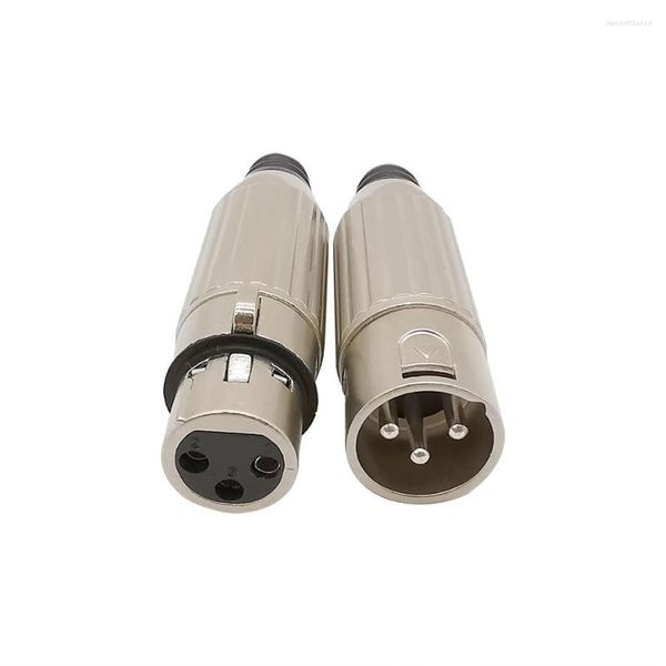 Acessórios de iluminação 2pcs xlr 3 pinos machos soquete feminino conector de metal de áudio plug jack de jacten