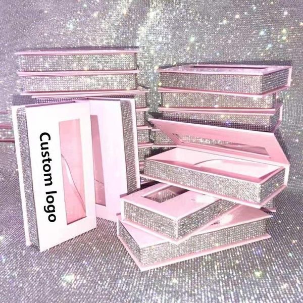 Caixa de embalagem de ímã de diamante de diamante FALSE com bandeja colorida rosa de 12 a 25 mm de vison de visita grátis em massa de atacado privado