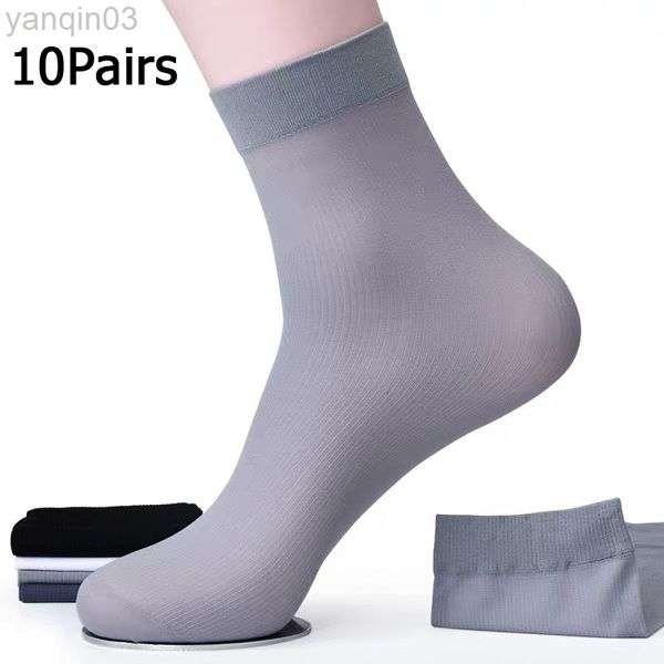 Meias atléticas 10Pairs Bamboo Fiber Socks Men Business Business Anti-Bactérias Men Socgas Médias Meias de Alta Qualidade L220905