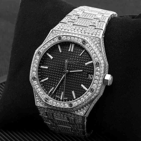 Orologio meccanico automatico con diamanti Moissanite VVS ghiacciato di lusso Hip Hop all'ingrosso