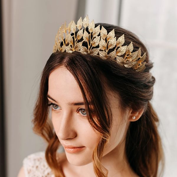 Stirnbänder Blattgoldkronen -Stirnband Hochzeitstreifen für die Braut griechische Göttin Kopfstück Frauen Prinzessin Mädchen Festzug Prom Haare a sexy Hanz Amjht