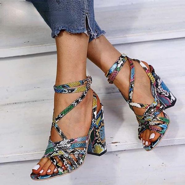 Sandalen Frau Sommer Vintage Snakeskin Women Lace Ladies Schuhe Peep Open Toy Pumps Sexy Plus Size 35-43