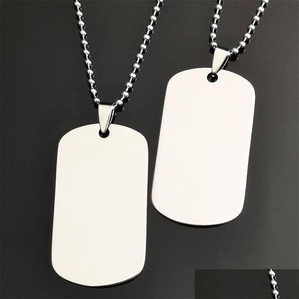 Pendant Necklaces Black Sier Plated Stainless Steel Blank Pendant Necklace Perso Nalized Engraving Own Logo Id Dog Tag Desig Sexyhanz Dhsu8