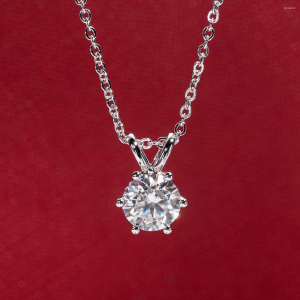 Colares pendentes Anujewel Real 14K Gold 1Ct D Colar de diamante de moissanita colorida com certificado Jóias finas por atacado