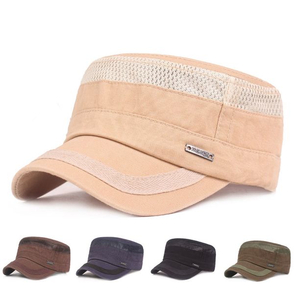 Cap de tampa plana de novo masculino Spring e Summer Breathable Mesh Chapéu Cool Mulheres Mulheres Militar Capdote ao ar livre Caps de viseira