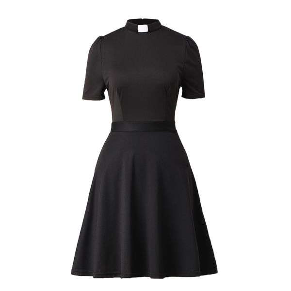 Черная церковь Женщина -священник платье с короткими рукава