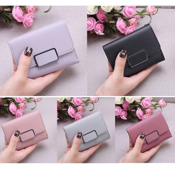 Portafogli 2022 Fashion Women Lady Student Wallet Purse Short Design Tinta unita Coin Money Card Holder FBE2