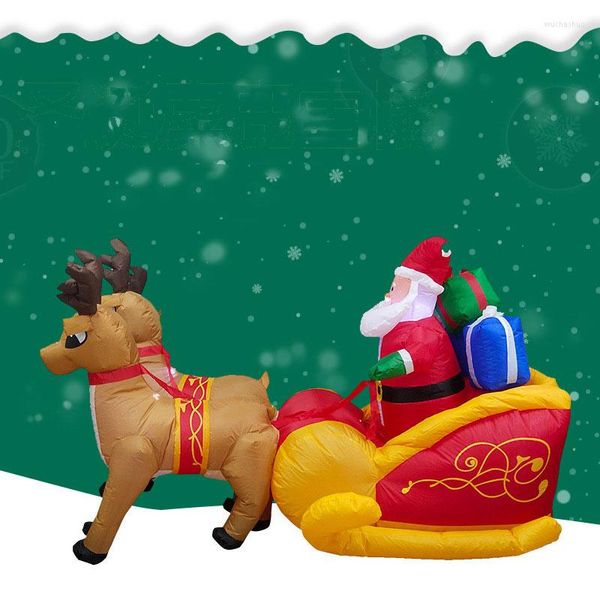 Strings Cute Elk Sled grande Natal Papai Noel Aderetes infláveis ​​Led Night Light Party Outdoor Decoration Glow in the Dark Toy