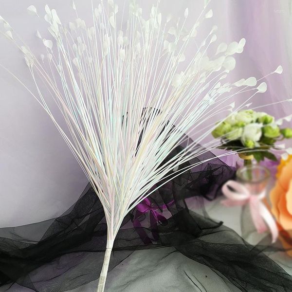 Fiori decorativi Fiori artificiali Glitter Color Pavone Accessori per la disposizione dei matrimoni Reed Leaf Onion Grass Decoration