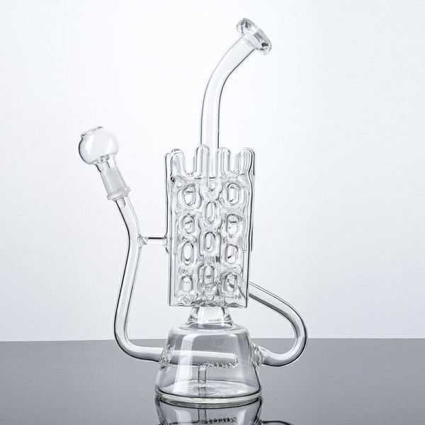 Inline Swiss Perc Recycler Rig Dab Nargile Petrol Rig Düz Cam Bong Uzun Cam Tırnak Kubbe wp142 14 Erkek Eklem