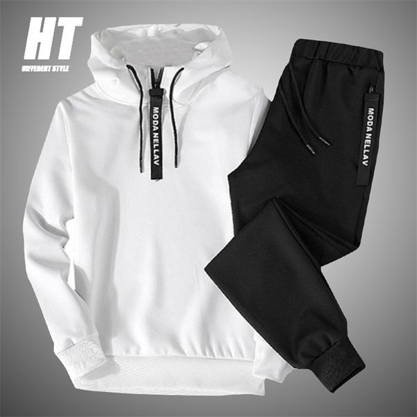 Herren Trainingsanzüge Einfarbig Herren Sportswear Sets Patchwork Reißverschluss Trainingsanzug Männer Frühling Casual Kapuzenpullover Hoodies 2PCPants Jogginganzug 220905