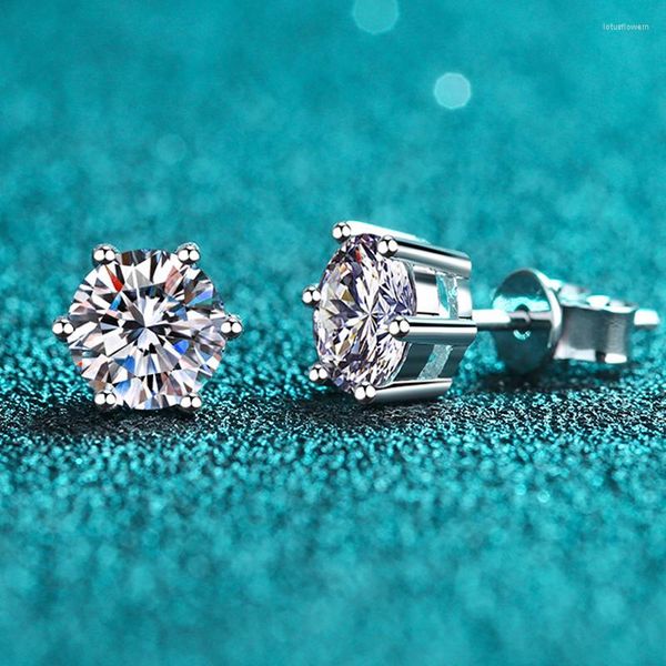 Cluster-Ringe NeeTim Moissanit-Ohrringe Schraubbolzen Sterlingsilber D VVS1 Labordiamant mit GRA Klassische 6 runde Ohrstecker für Frauen