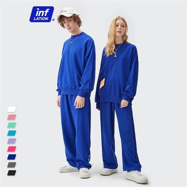 Tute da uomo INFLATION Tute da coppia oversize abbinate Felpe primaverili color caramello Set Tute da jogging per il tempo libero unisex Abbigliamento sportivo 220905