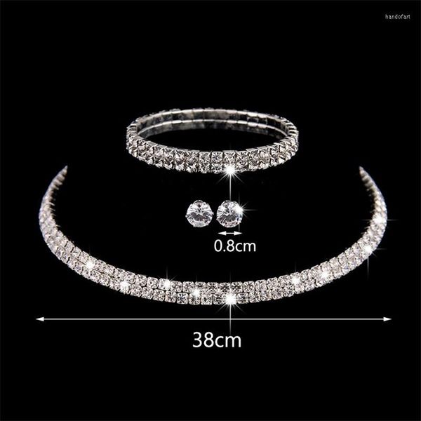 Colares pendentes Jóias de jóias de cristal de cristal Conjunto de jóias Rhinestone Silver Prazed Dress Dress Breathring Greis de festa de festas de festas