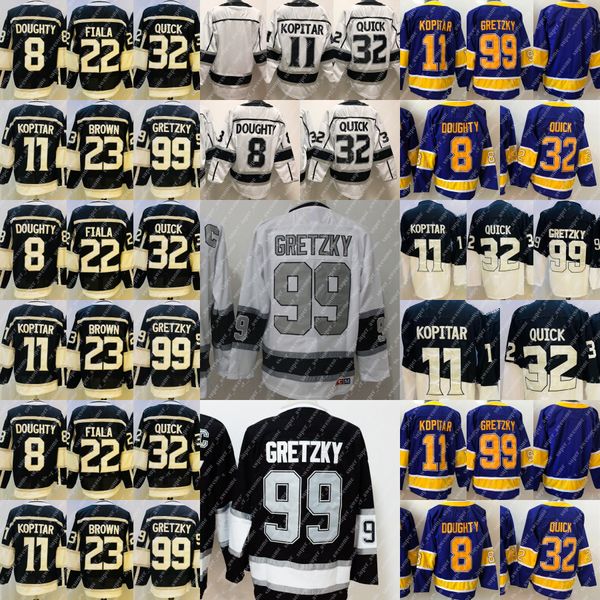 8 Drew Doughty Jersey 11 Anze Kopitar 32 Jonathan Quick 22 Kevin Fiala 23 Dustin Brown 99 Wayne Gretzky Bianco Nero Viola Hockey