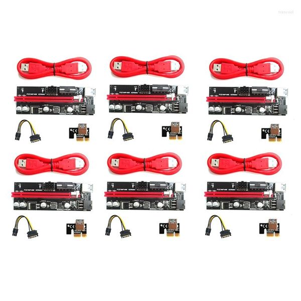 Computerkabel -VER 009S PCIE Riser 1X bis 16X Grafikverlängerungskarte für GPU Mining Extender PCI Express Adapter 6er-Pack