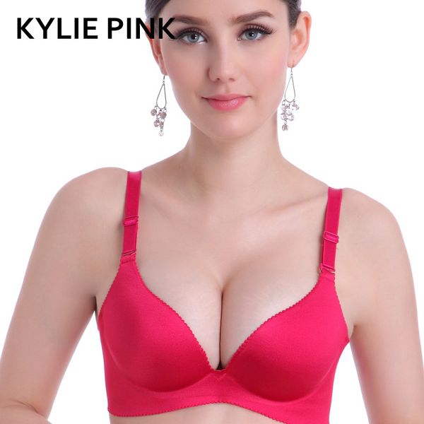 Kylie Pink Women Super Push Up Бесплатная проволочная лифчика Собрать регулируемые девочки нижнее белье для бюстгальтера.