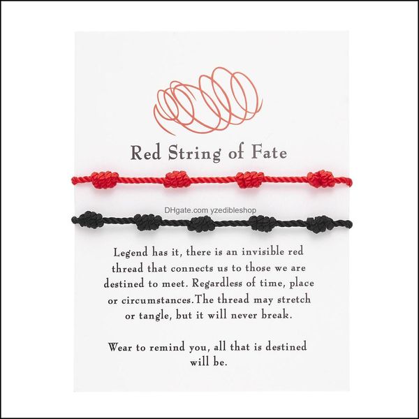 Bracelets de charme 7 nós Red Black Set String Bracelet Protection Good Luck AMET para Sucesso Prosperidade Mada Madeirada Bra Dhseller2010 DHCS0