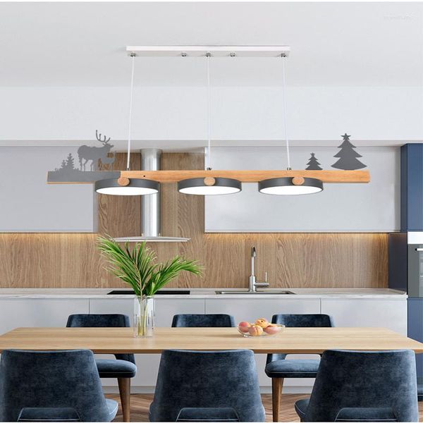 Pendelleuchten Moderne kreative LED-Kronleuchter Esszimmer Arbeitszimmer Deckenleuchte Wohnzimmer Holz Schmiedeeisen Lampe Café Innenbeleuchtungskörper