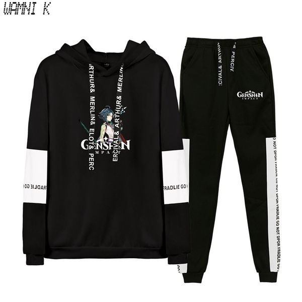 Tute da uomo Moda Novità Gioco Genshin Impact Stampa Set da due pezzi Abbigliamento sportivo casual Felpe Completo da donnaFelpe con cappuccio da uomoPantaloni lunghi Pullover 220905