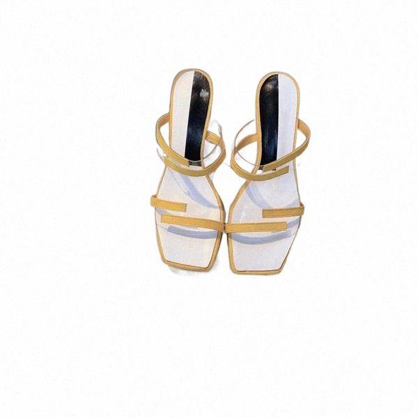 2022 Sandalen klassische Sandalen karierte Damenschuhe transparenter Kristallabsatz 5 cm Party professionelle sexy Sandale Größe 35-40