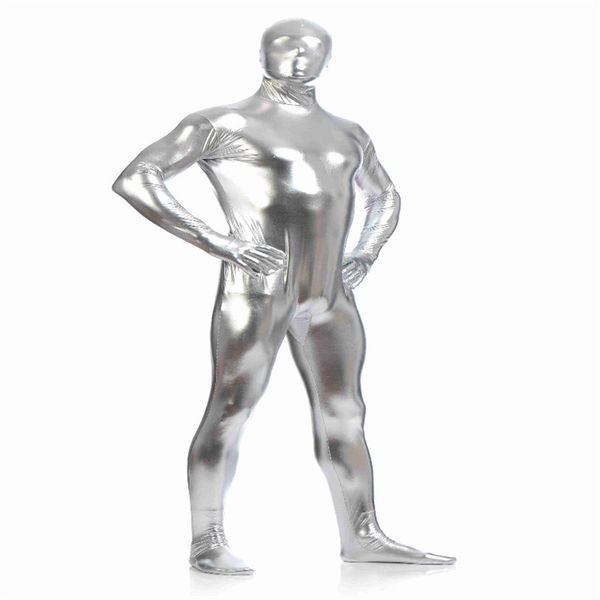 Unisex Funny Dress Shiny Metallic Catsuit Costumes черный комбинезон Lycar Spandex Zentai Bodysuit Party Club Costumes