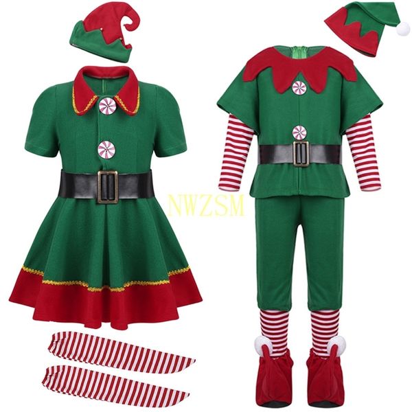 Noel Oyuncak Malzemeleri Yeşil Elf Kızlar Noel Kostüm Festivali Noel Baba Madde Yılı Şillen Giyim Fantezi Elbise Noel Partisi Elbise 220905