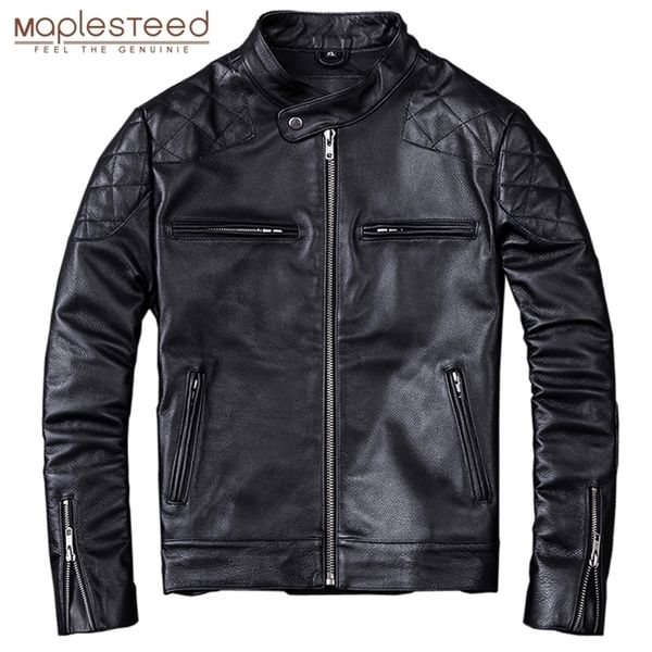 Couro de couro masculino Maplesteed 100% pancada de pele de bezerro natural para homens jaquetas de motocicleta MOTO MOTO MOMELO CASA DE MAN ENVIM 5XL M011 220905