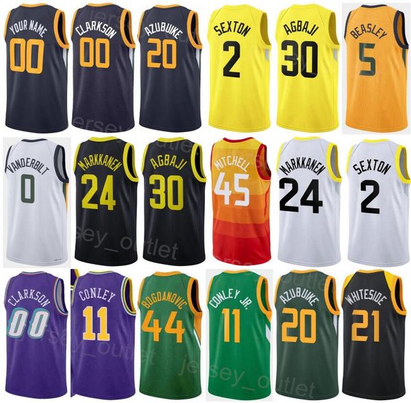 Serigrafia guadagnata Basket Lauri Markkanen Jersey 24 Mike Conley 11 Bojan Bogdanovic 44 Udoka Azubuike 20 Jared Butler 13 Clarkson 0 Uomini Donne Bambini Associazione