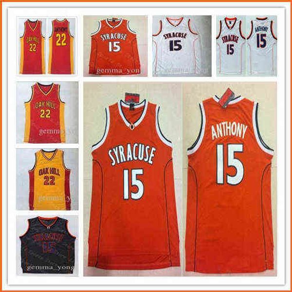 Indossa moda uomo economico Syracuse Orange NCAA Stitched College Basketball 15 Carmelo Anthony Oak Hill Sewn University Jerseys Taglia S-XXL Whol