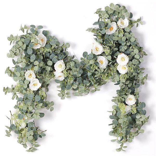 Faux Floral Greenery Party Joy Joy 2M Flores artificiais Garland Fake Eucalyptus Vine Plants Hanging para casamentos em casa Party Garden Art Decor 220906