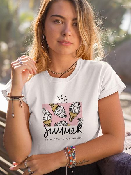 Женские футболки T Yeskuni Summer, чтобы съесть Ice Funny High Brand Stresswear Streetwear повседневная короткая рукава, быстрая доставка Женская одежда