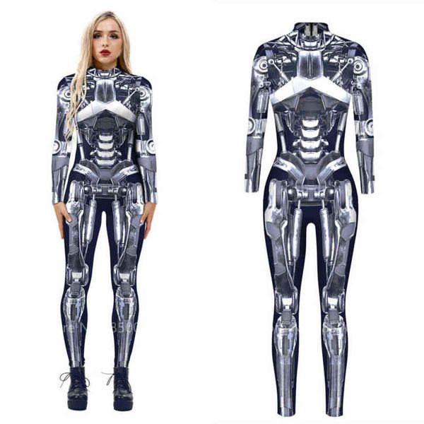 Сценическая одежда Футуристические технологии Хэллоуин Косплей Come Women Men 3D Print Party Bodysuit Robot Mechanical Jumpsuit Carnival Onesies T220905