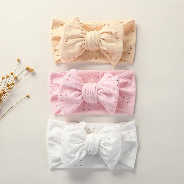 Saç Aksesuarları Üst düzey El Embroidered Bow Çocuk Dantel Deliği Bebek Band Bandeau Cheveu