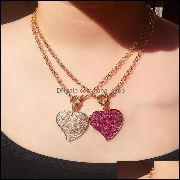 Collane con ciondolo Collana da donna alla moda Placcato oro Fl Cz Ciondolo cuore amore per ragazze Festa nuziale Bel regalo 3746 Q2 Drop Nanashop Dhkra