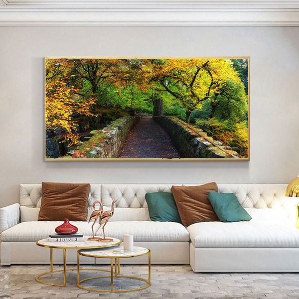 Quadro su tela Paesaggio autunnale naturale Paesaggio Poster e stampe Immagine scandinava di arte della parete per la decorazione domestica del soggiorno